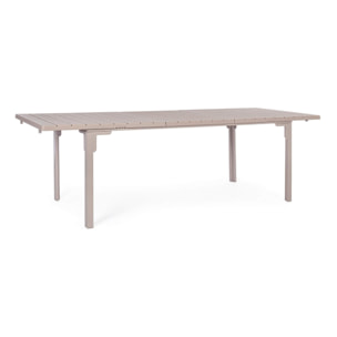 Tavolo allungabile da giardino VALENCIA tortora effetto legno, struttura in acciaio, 180×89,5–240×89,5 cm