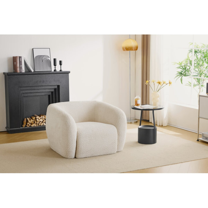 Fauteuil tissu bouclette "Washington" - Blanc