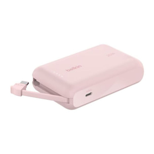 Batterie externe BELKIN 10000 mAh avec cable USB-C intégre pink