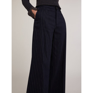 Motivi - Pantaloni palazzo fantasia gessata - Blu