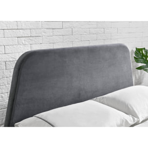 SACHA Lit coffre - 140x190 cm - Velours gris