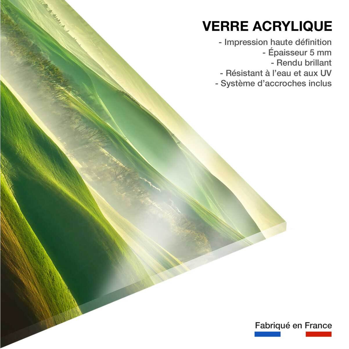 Tableau nature collines brumeuses Tableau plexiglas