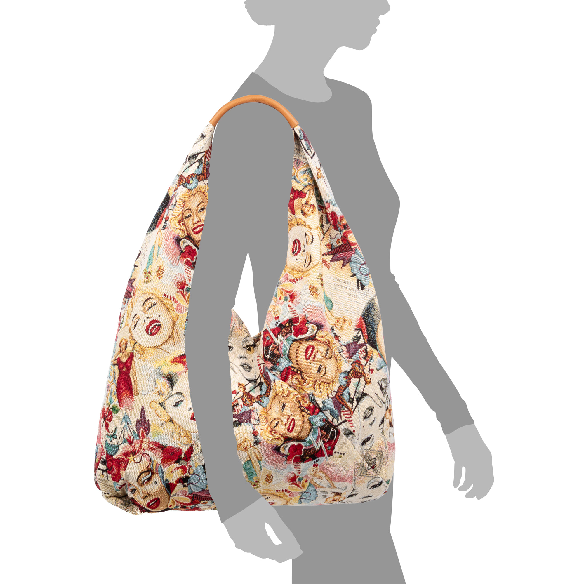 Banzi bolso Shopper de algodón, con asa en cuero. Diseño exclusivo.