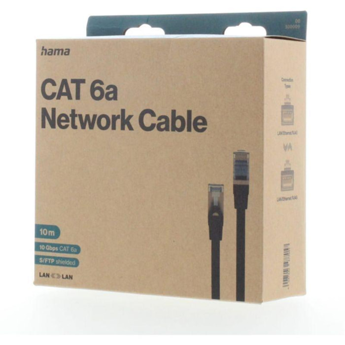 Câble Ethernet HAMA 10M Droit CAT6A Noir