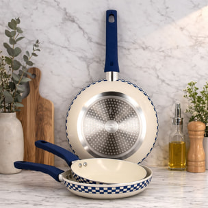 Poêle 24cm en aluminium recyclé et antiadhésif bleu - tout feux GINETTE