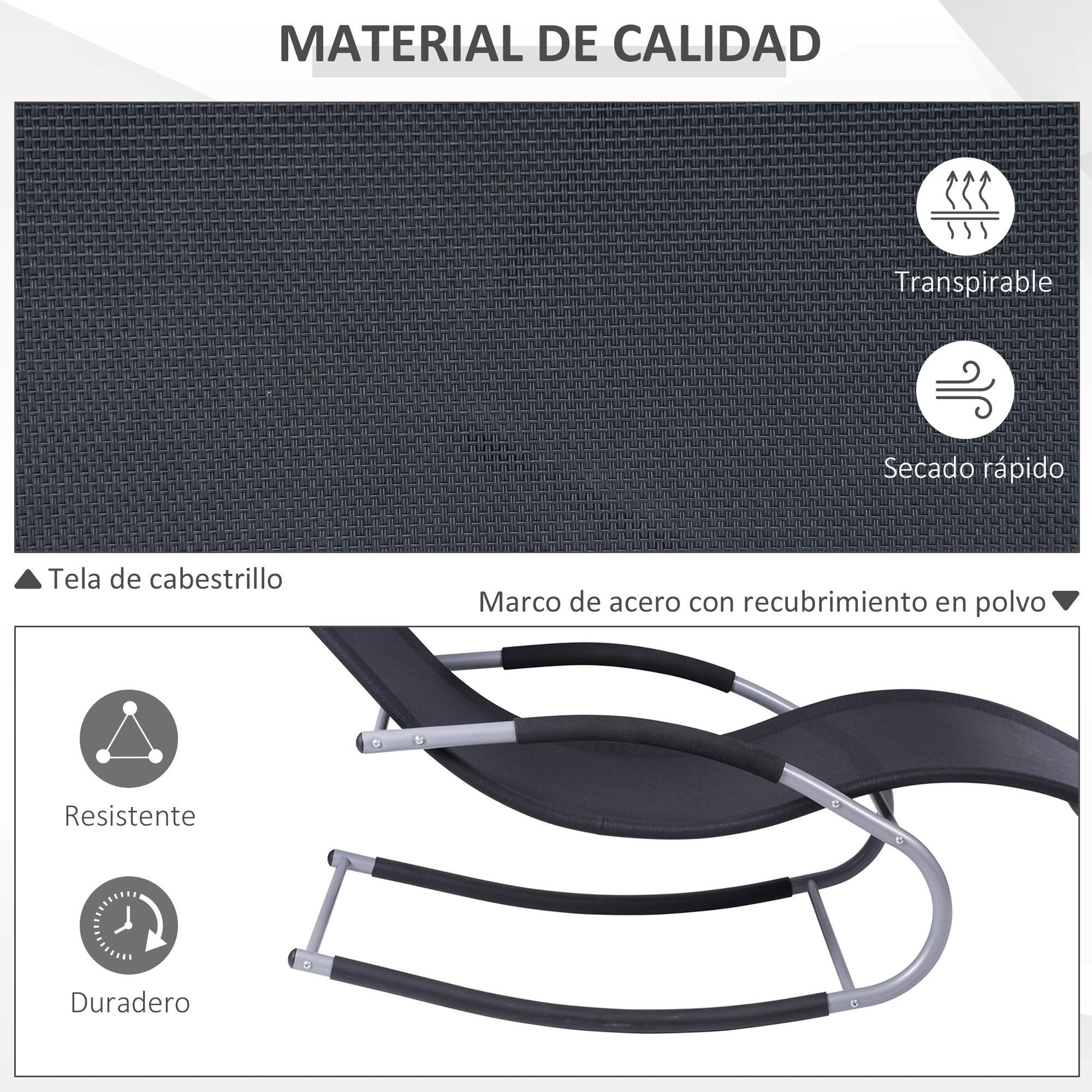 Tumbona Mecedora de Jardín con Almohada Sillón Tumbona Ergonómica de Exterior