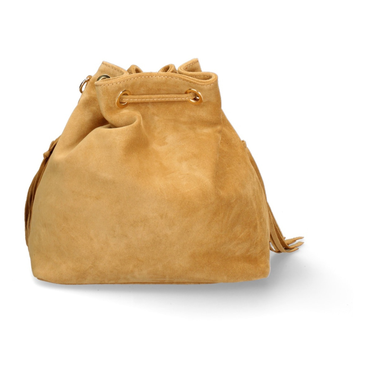 Borsa a secchiello da donna Made in Italy - Modello Umbria Plus - Pelle scamosciata - 25.0 x 22.0 x 13.0 cm