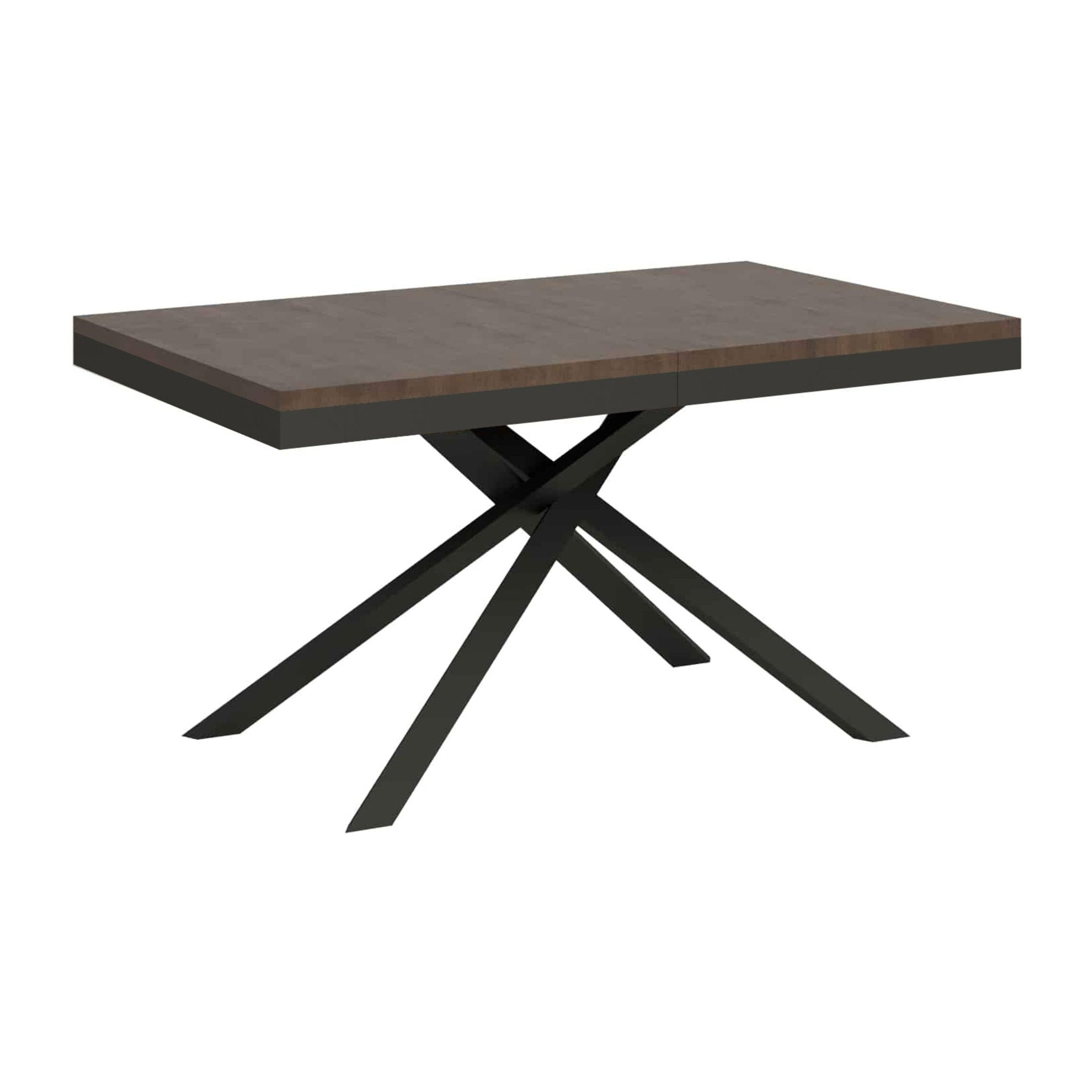 Table extensible 90x160/420 cm Karida Evolution noyer cadre anthracite