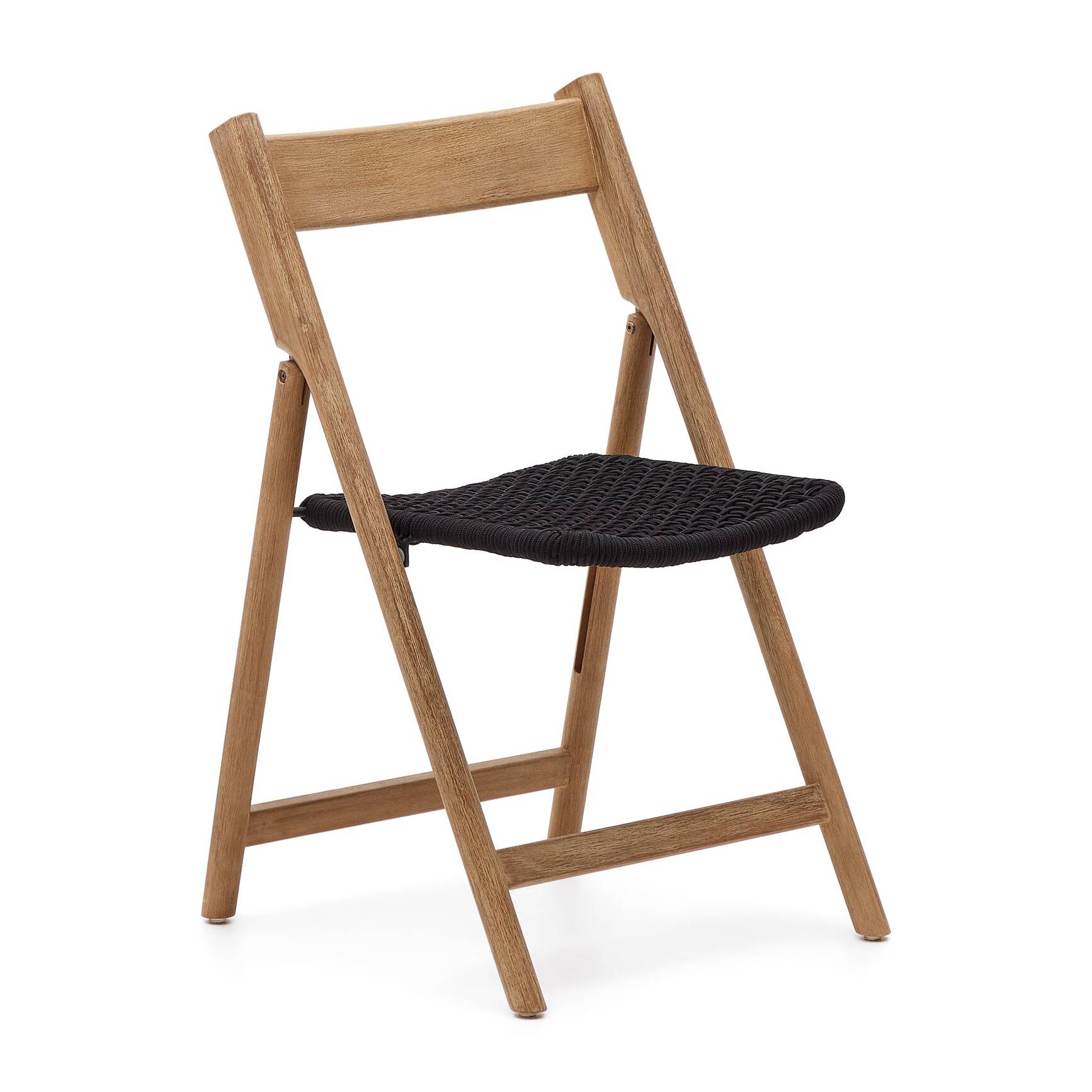 Silla plegable Dandara madera maciza acacia y estructura acero con cuerda negro FSC 100%