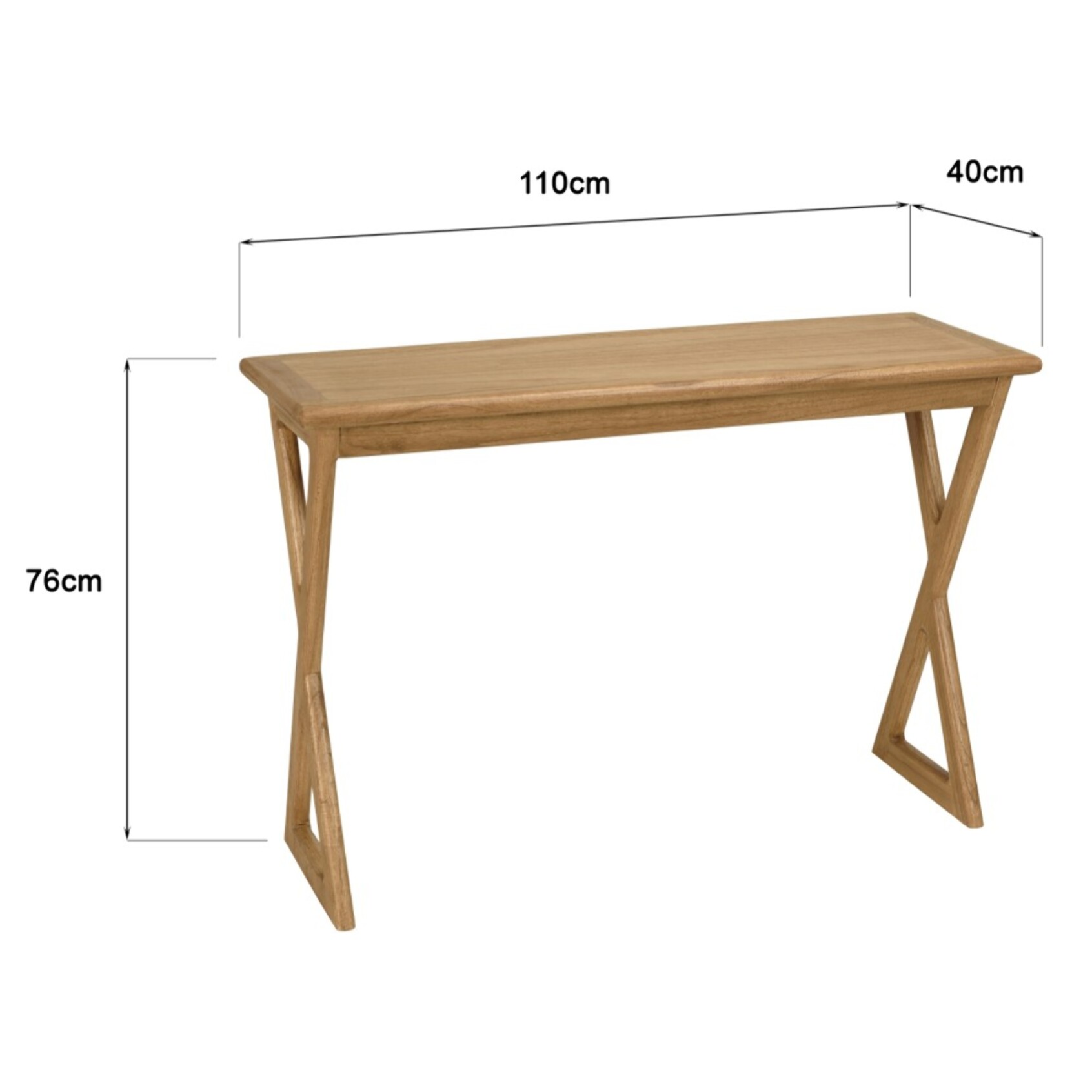 AMY - Console 110cm en bois de mindi pieds croisés