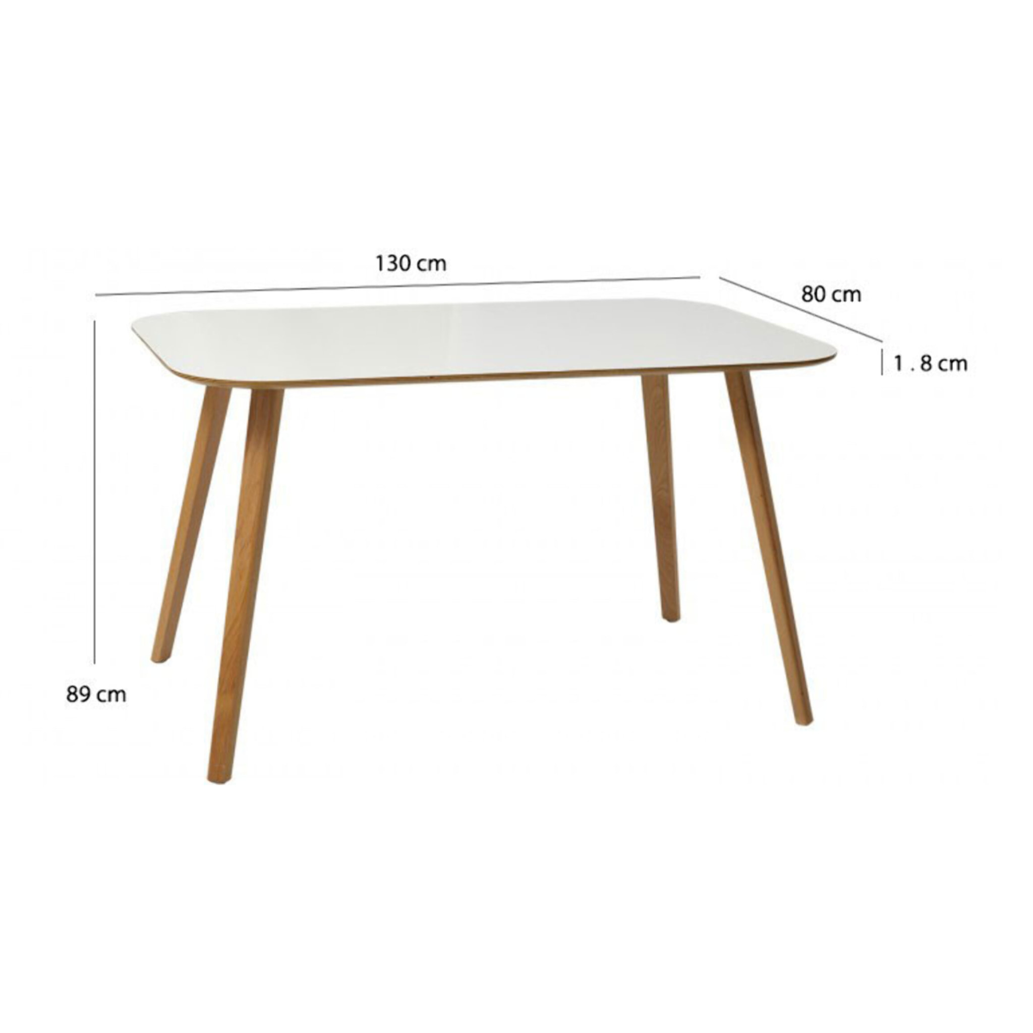 Table blanche avec pieds en bois L130 cm - MEET
