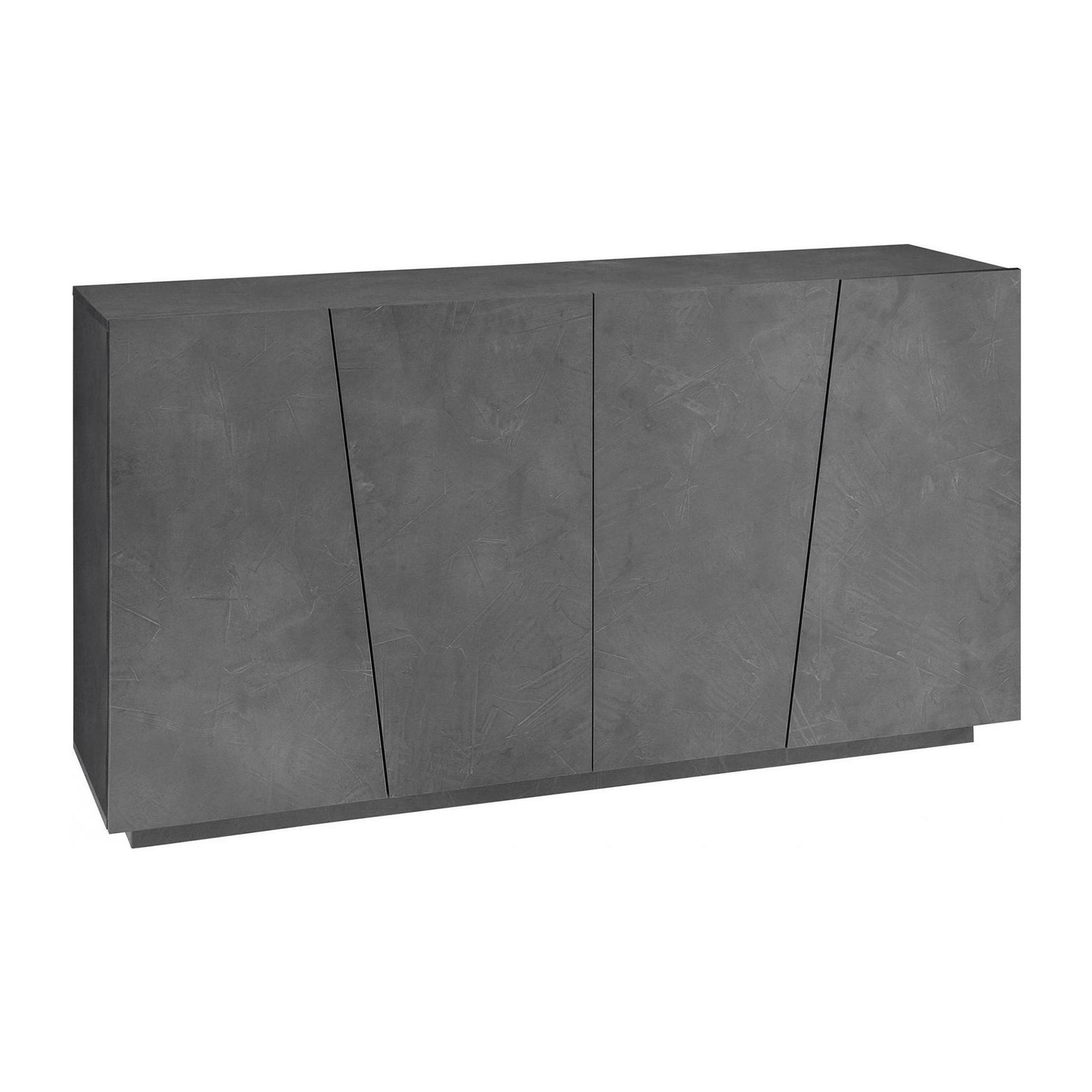 Credenza moderna a 4 ante, Made in Italy, Madia da cucina, Buffet di design da soggiorno, cm 159x43h86, colore Grigio Ardesia