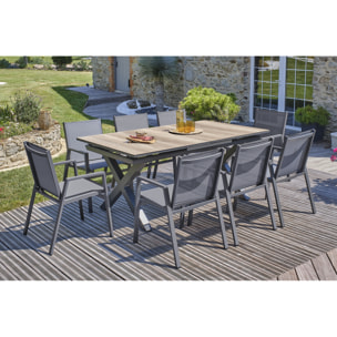 FLORIDE - Ensemble repas de jardin 8 places en aluminium