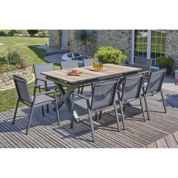 FLORIDE - Ensemble repas de jardin 8 places en aluminium
