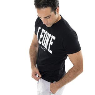 Camiseta básica de algodón elástico de manga corta con logo Leone 1947