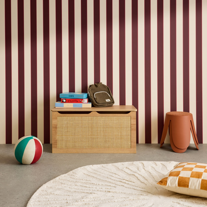 Coffre à jouets enfant décor bois et cannage BOHÈME