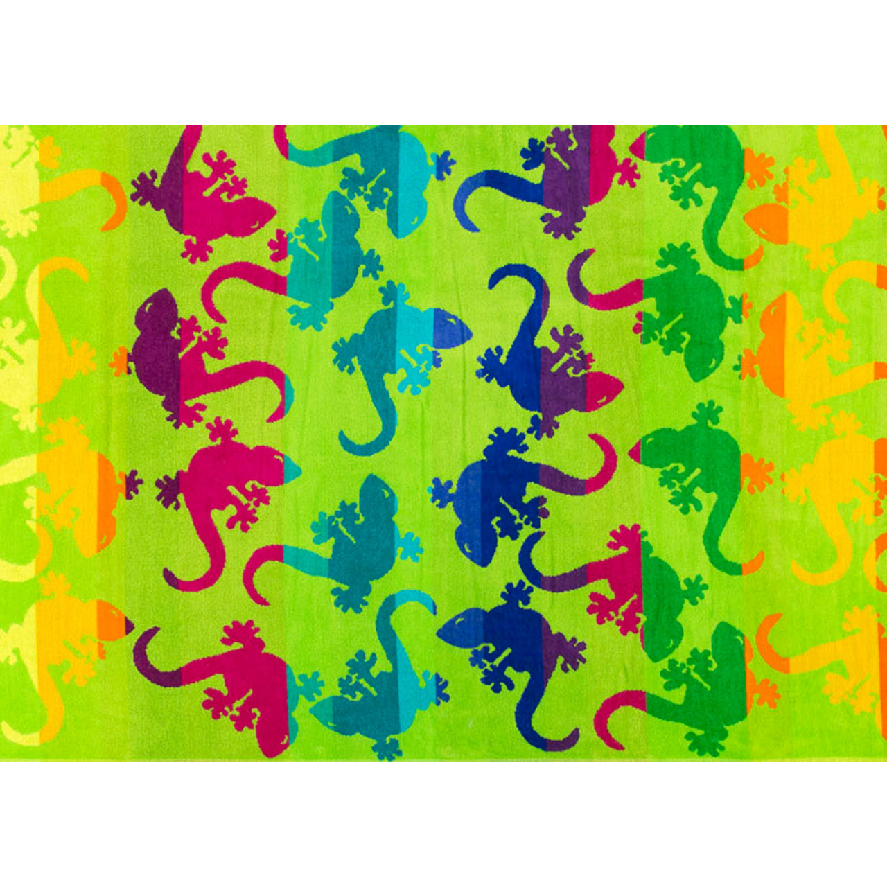 Telo Mare Spugna Jacquard Spiaggia Disegno Fantasy Geko