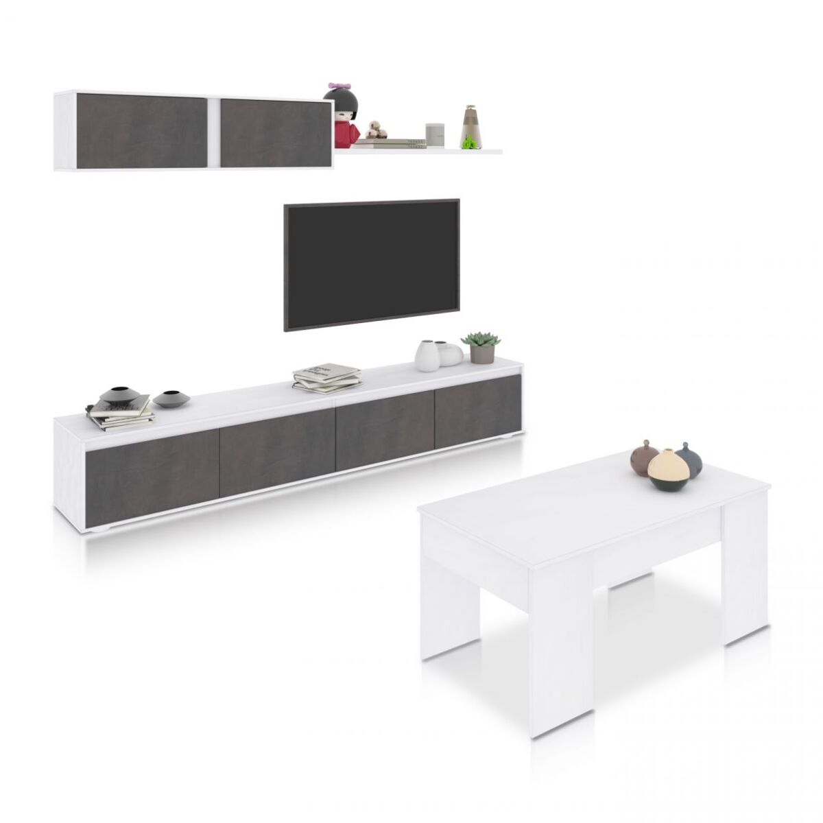 Pack salón con mesa de centro Arlet Plus V2 Blanco Artik (Blanco Mate) - Óxido