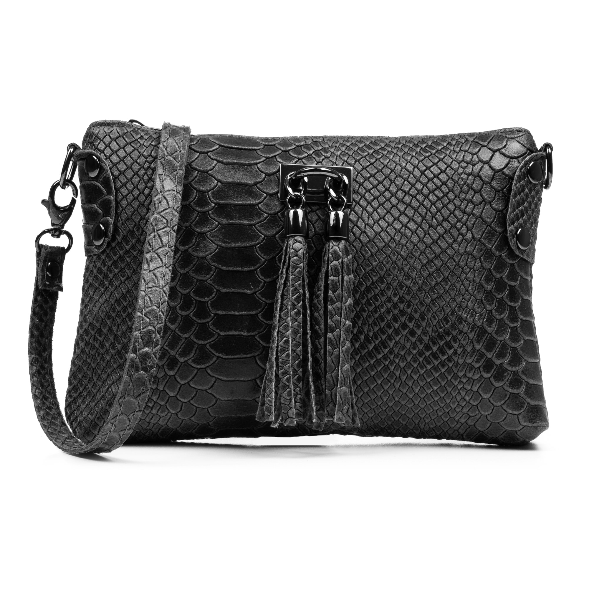 Savina Borsa a tracolla Donna. Pelle autentica Camoscio Stampa Serpente