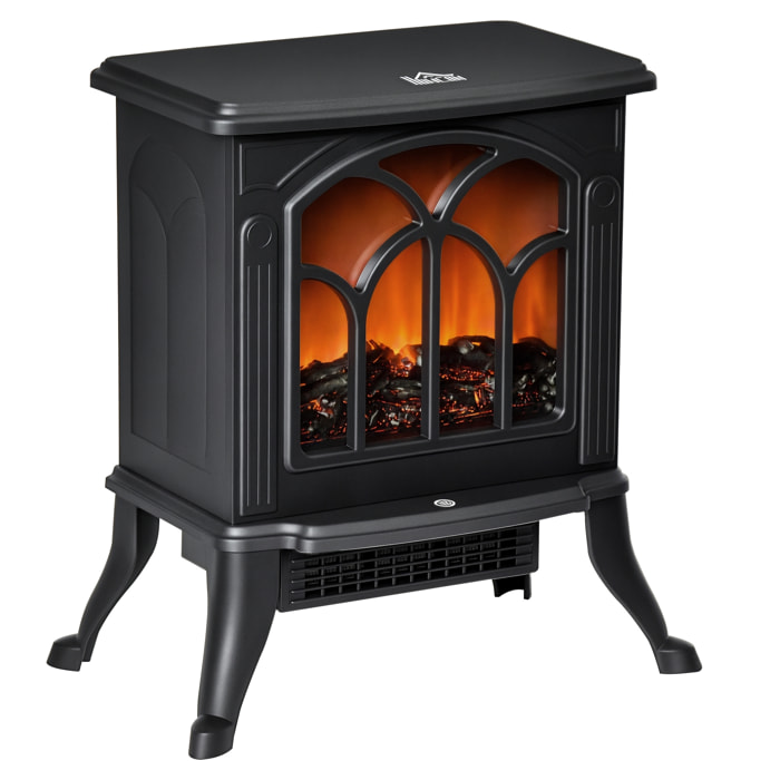 Chimenea Eléctrica de Pie 750/1500 W, Chimenea Decorativa con 2 Niveles de Potencia, Efecto Llama, Protección Sobrecalentamiento, Área de Cobertura 15-20 m², Negro