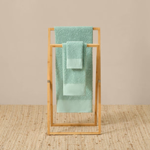 Toalla rizo jacquard hojas Milhoja color verde claro 100% Algodón