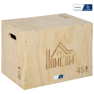 Box jump crossfit - box de pliométrie - collaboration Aosom.fr x FFHandball - 40/45/60H cm - max. 120 Kg - bois