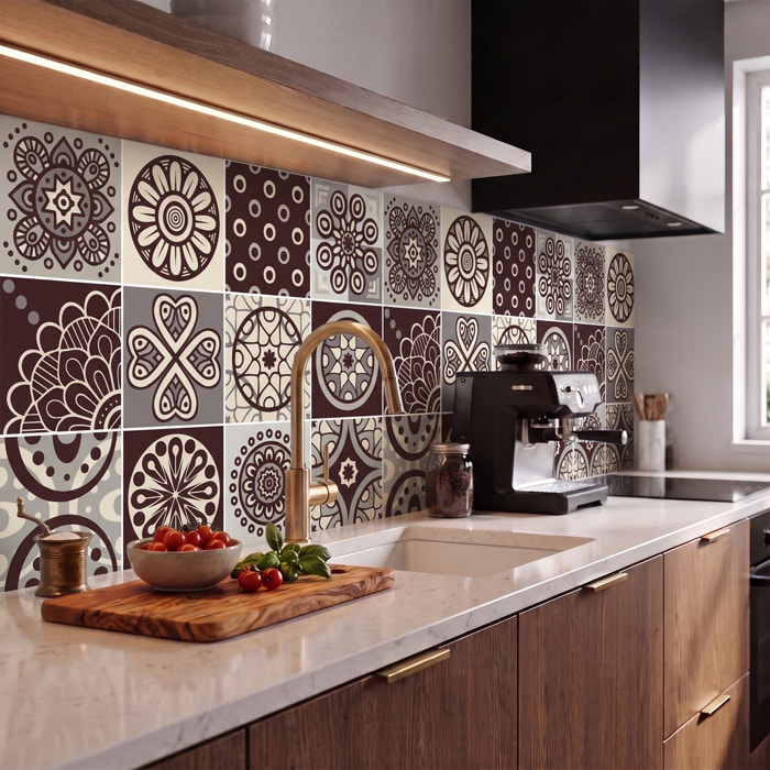 Stickers muraux - Sticker Mural Carrelage adhésif Cuisine Salle de Bain - 12 STICKERS CARRELAGES AZULEJOS PISCO