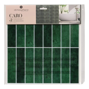 2 stickers muraux Caro rectangles 30x30cm vert foncé