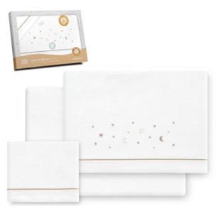 Juego de Sábanas de Cuna Franela Estrellas Luna