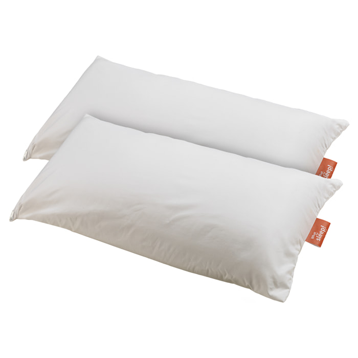 Pack 2 Almohadas Sostenible de Fibra, Firmeza Media-Alta, Alta transpirabilidad, Tejido y Fibra de Origen Reciclado, Hipoalergénica, Ideal Dormir de Lado y Cambio de Postura DRUMS · WHAT THE SLEEP