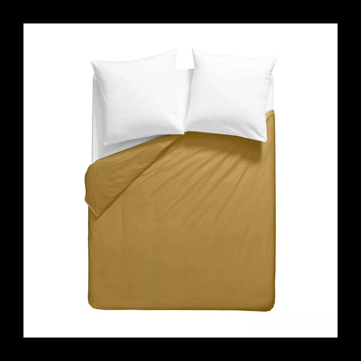 Housse de couette percale de coton uni jaune La percale francaise safran