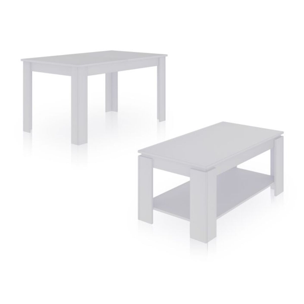 Pack mesa de comedor 140 y mesa de centro Lya Blanco Artik (Blanco Mate)