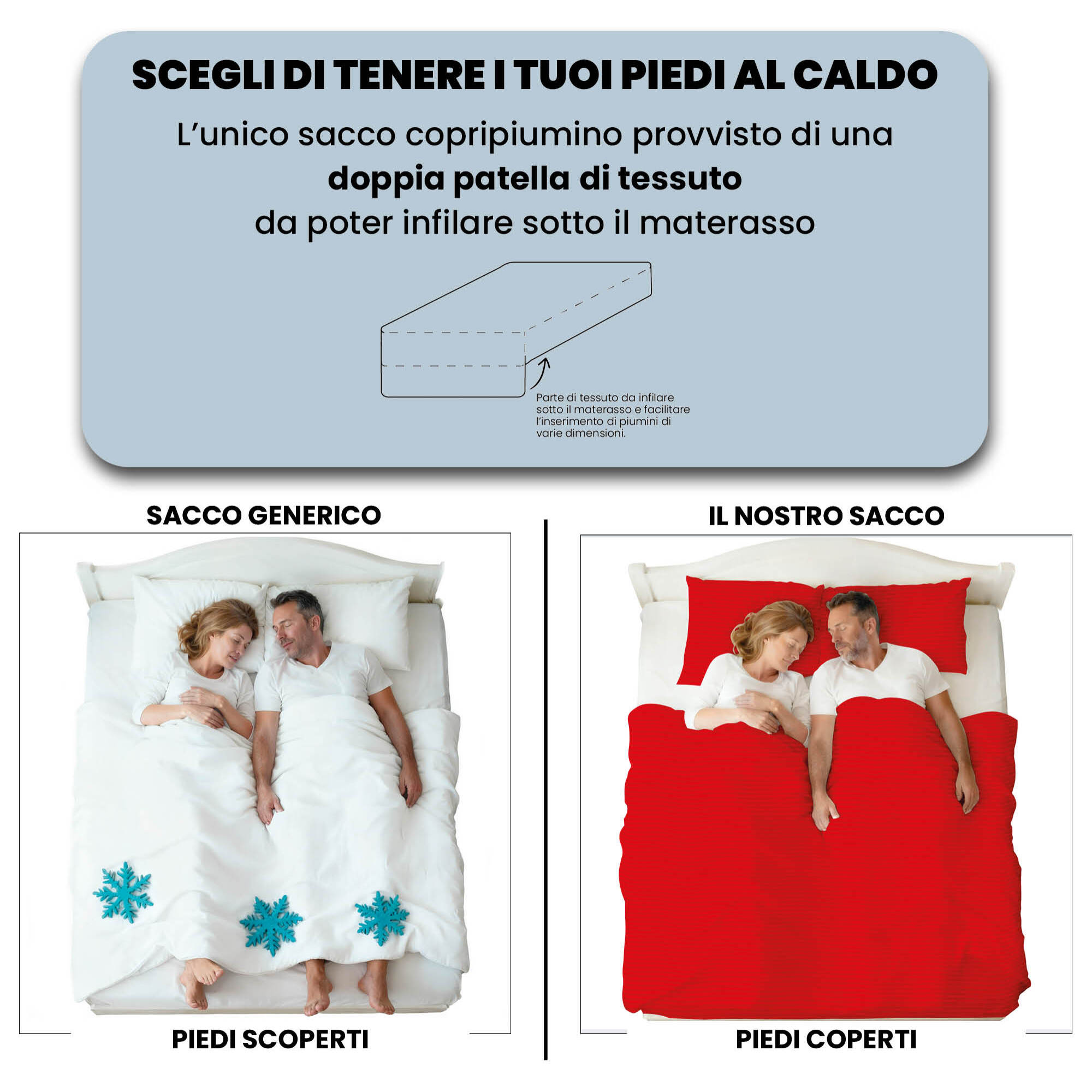 PARURE COPRIPIUMINO SATIN STRIPES, 100% Raso di Poliestere, Made in Italy, No Stiro - ROSSO