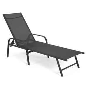 Transats inclinables 5 positions textilène - lot de 2