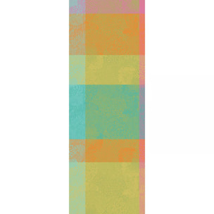 Chemin de table pur coton motif jacquard orange bleu jaune Mille vagues exotique