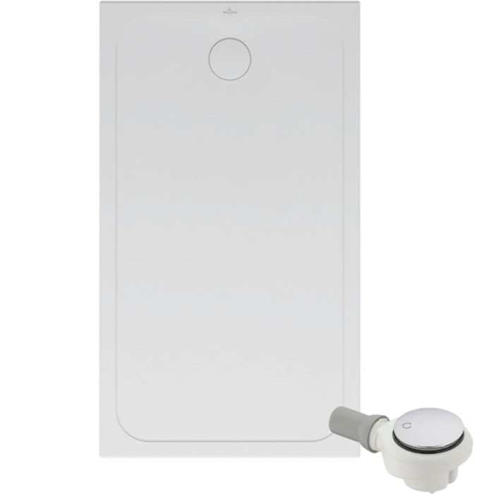 Receveur de douche antidérapant 140 x 80 Lifetime Plus Cerasoft céramique blanc + Bonde chromé