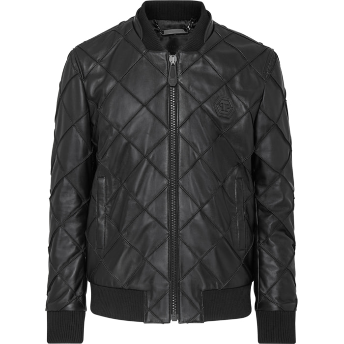 PHILIPP PLEIN Leather Bomber STATEMENT