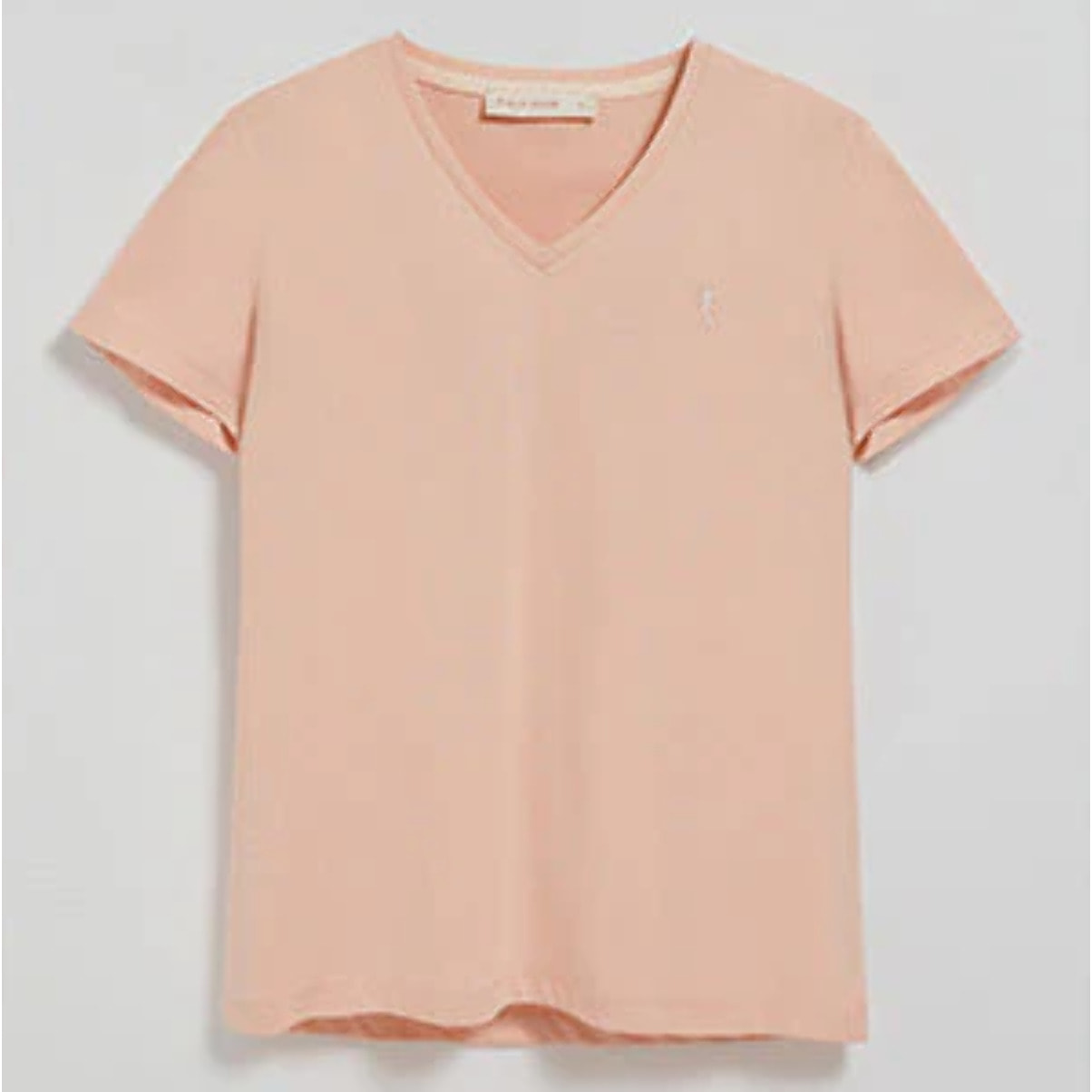 Camiseta color maquillaje de escote en pico y bordado Rigby Best