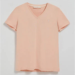 Camiseta color maquillaje de escote en pico y bordado Rigby Best