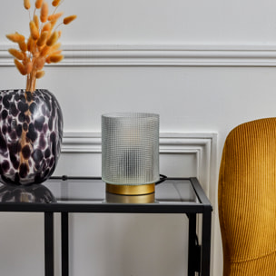 Lampe A Poser Verre Embosse Blanc