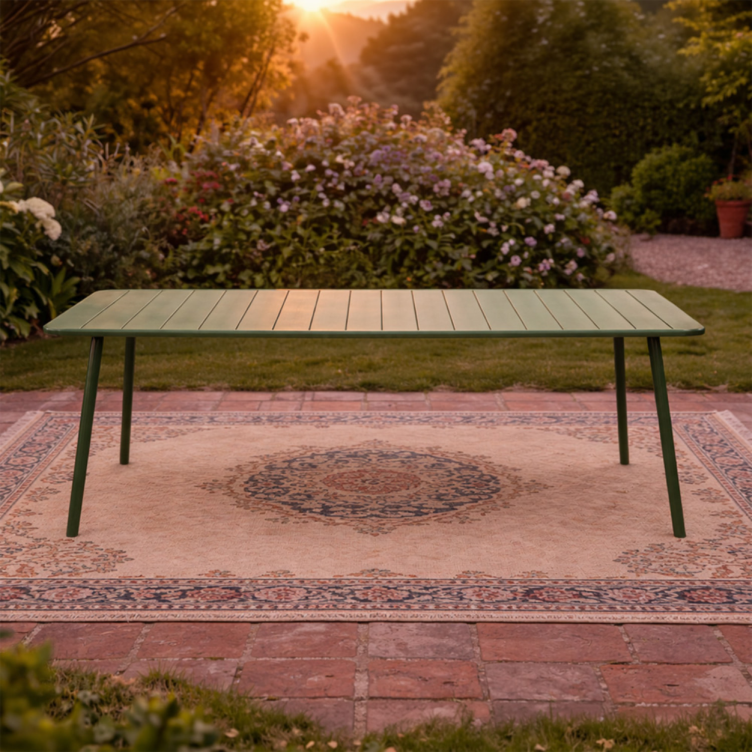 Table de jardin 10-12 places 234cm verte EVORA