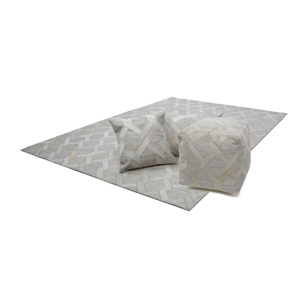 Pouf a cubo Chimera in pelle avorio