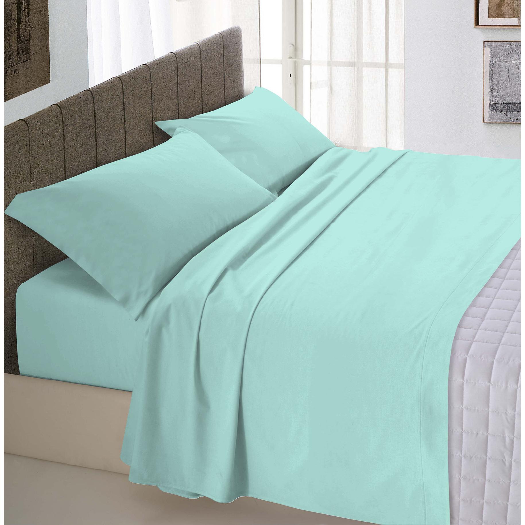 COMPLETO LETTO MAX COLOR MADE IN ITALY COTONE- VERDE ACQUA MATRIMONIALE