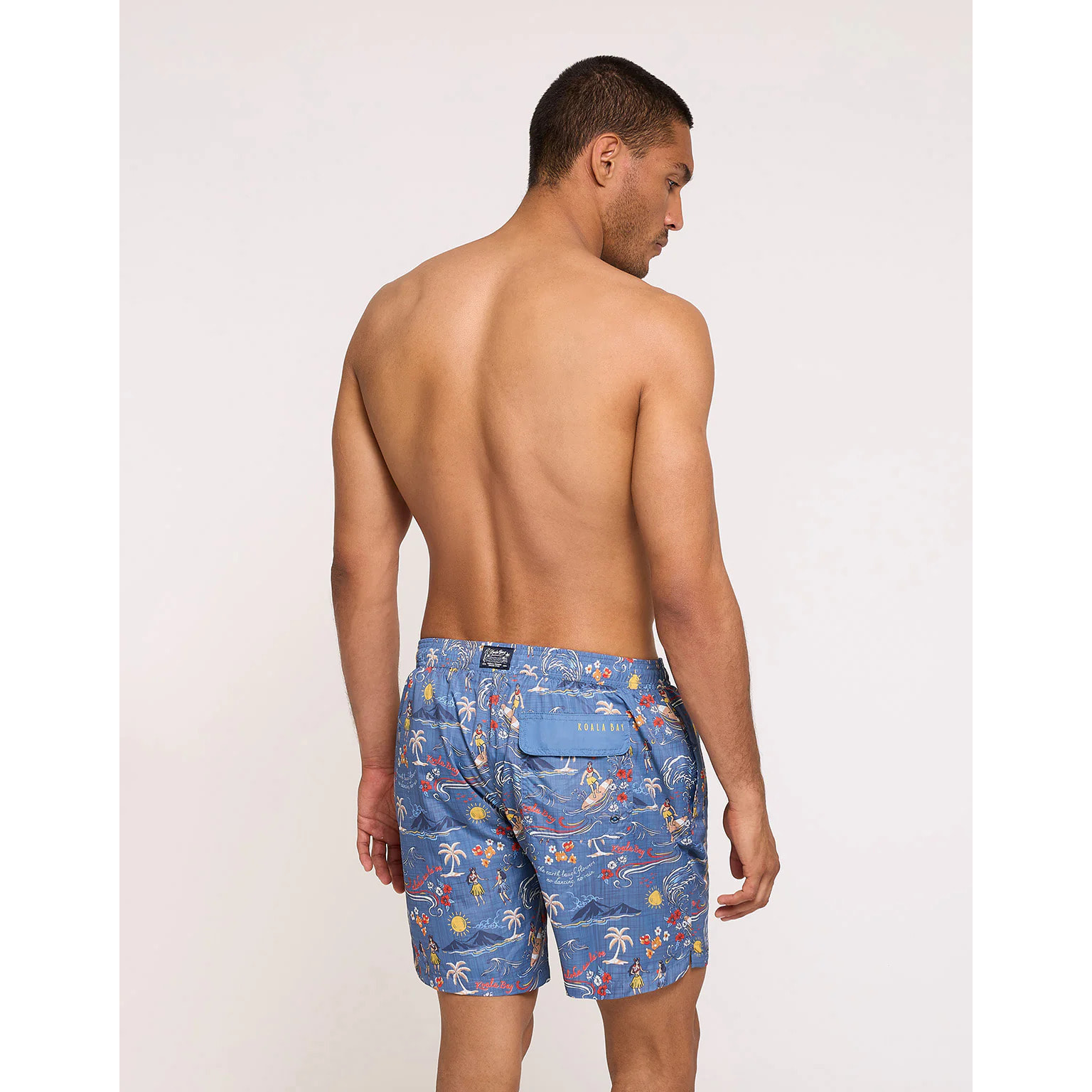 Bañador Regular Estampado Tropical Azul - Hulas