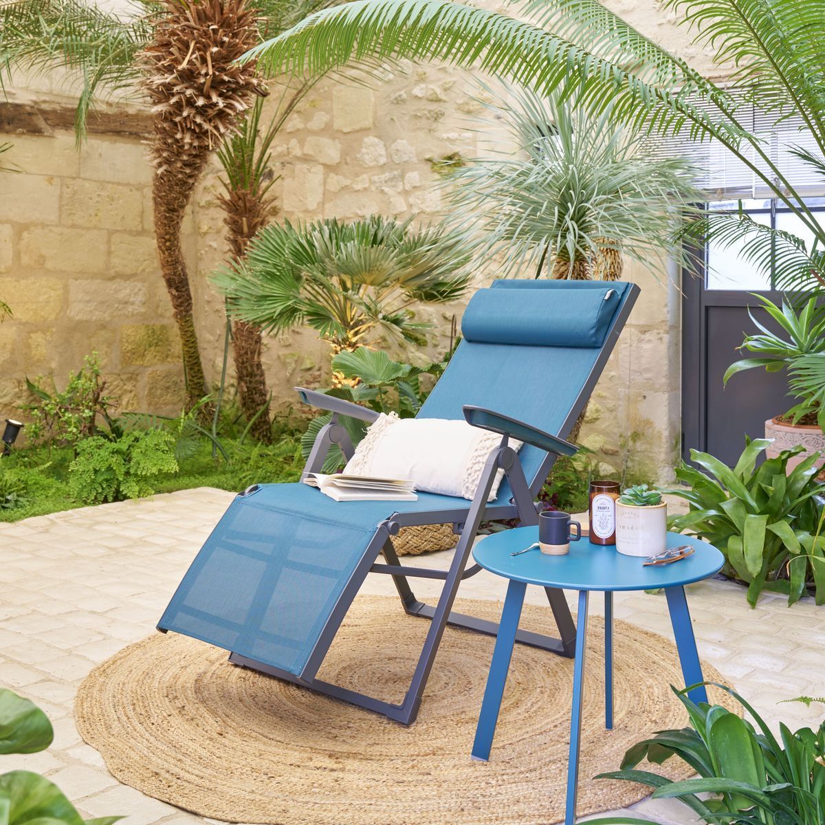 Fauteuil de jardin inclinable Decima Bleu canard & Graphite