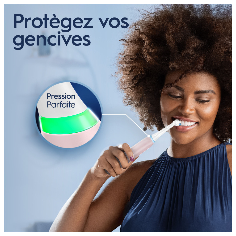 Oral-B iO 3S - Rose - Brosse À Dents Électrique + 6 brossettes iO ultimate clean blanc