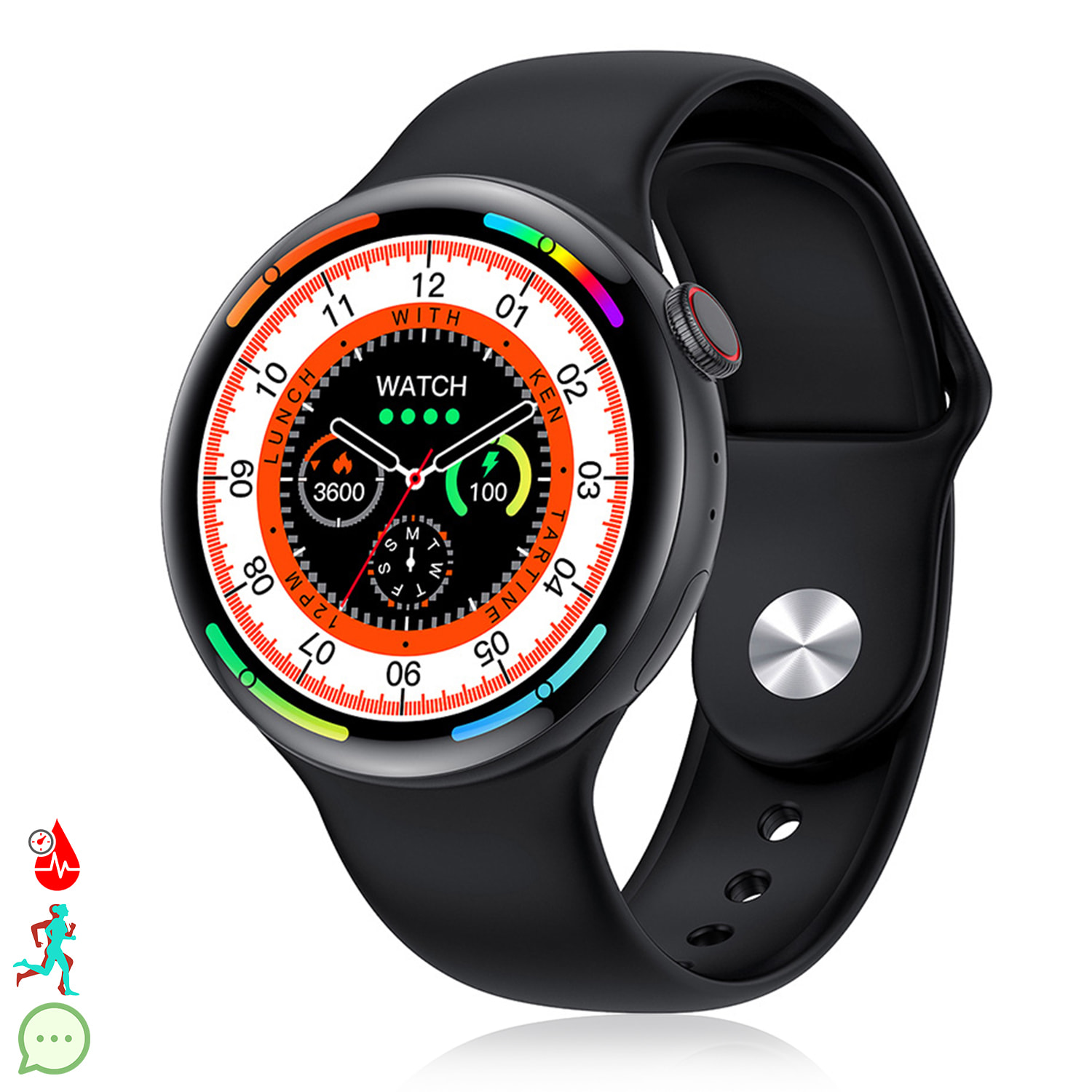 Smartwatch Watch8Pro con modo multideportivo,  termómetro, O2 en sangre, tensión, ECG.