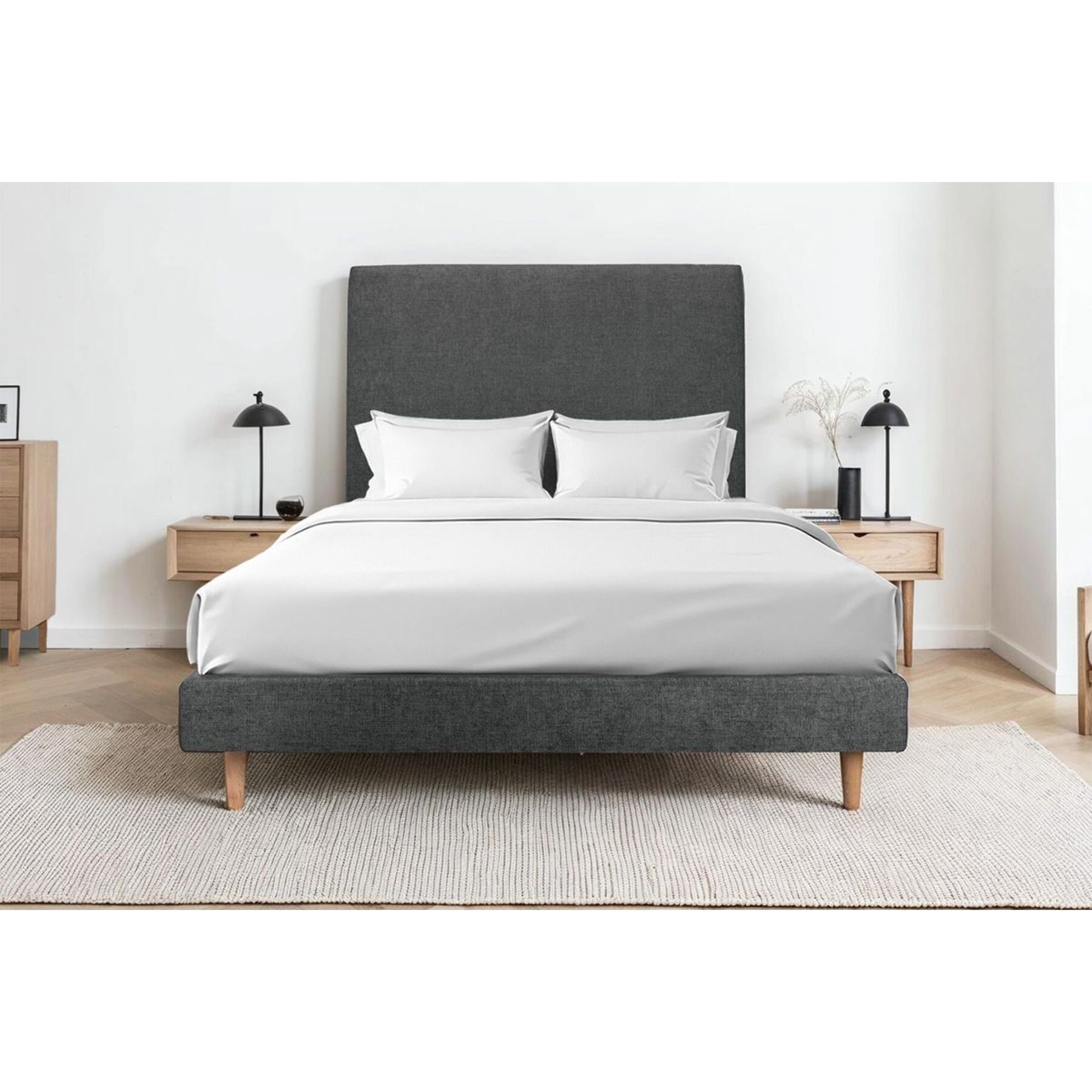 Sommier Tapissier Velours Ep14 - pieds bois