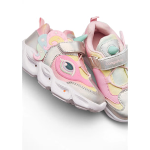 Sneakers luminose da bambina con stampa unicorno