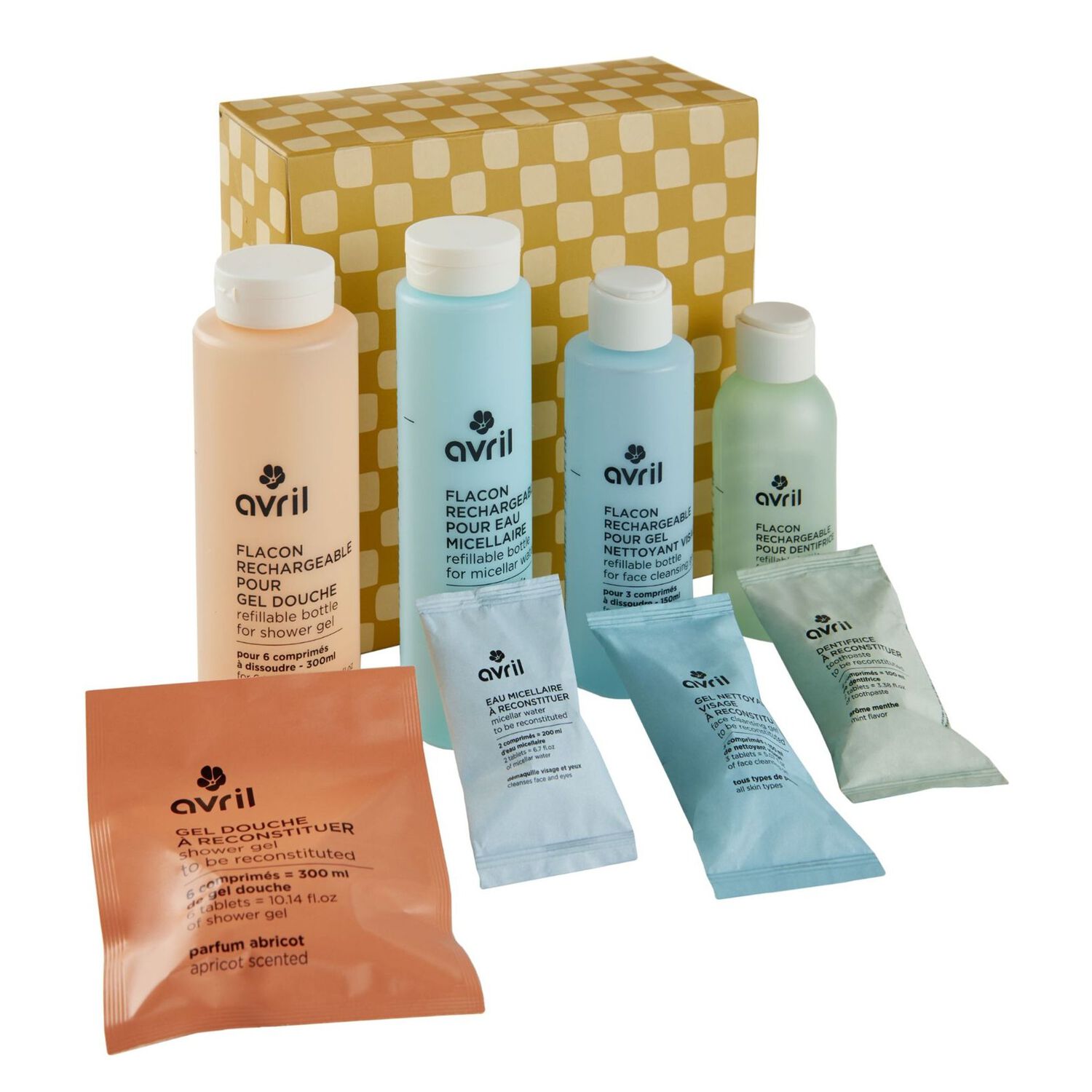 Mes Essentiels Rechargeables - Coffret Gel Douche en Pastille 300ml + 3 Produits